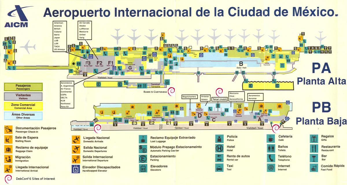 L'aeroporto internazionale Mexico City mappa