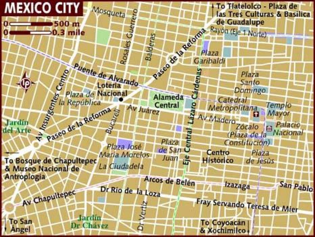 centro storico di Città del Messico la mappa