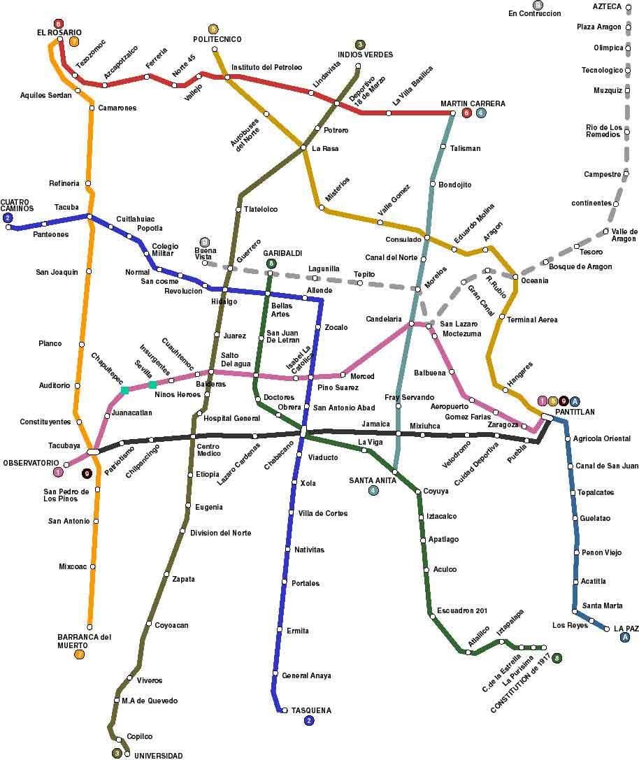 la mappa di Città del Messico bus 