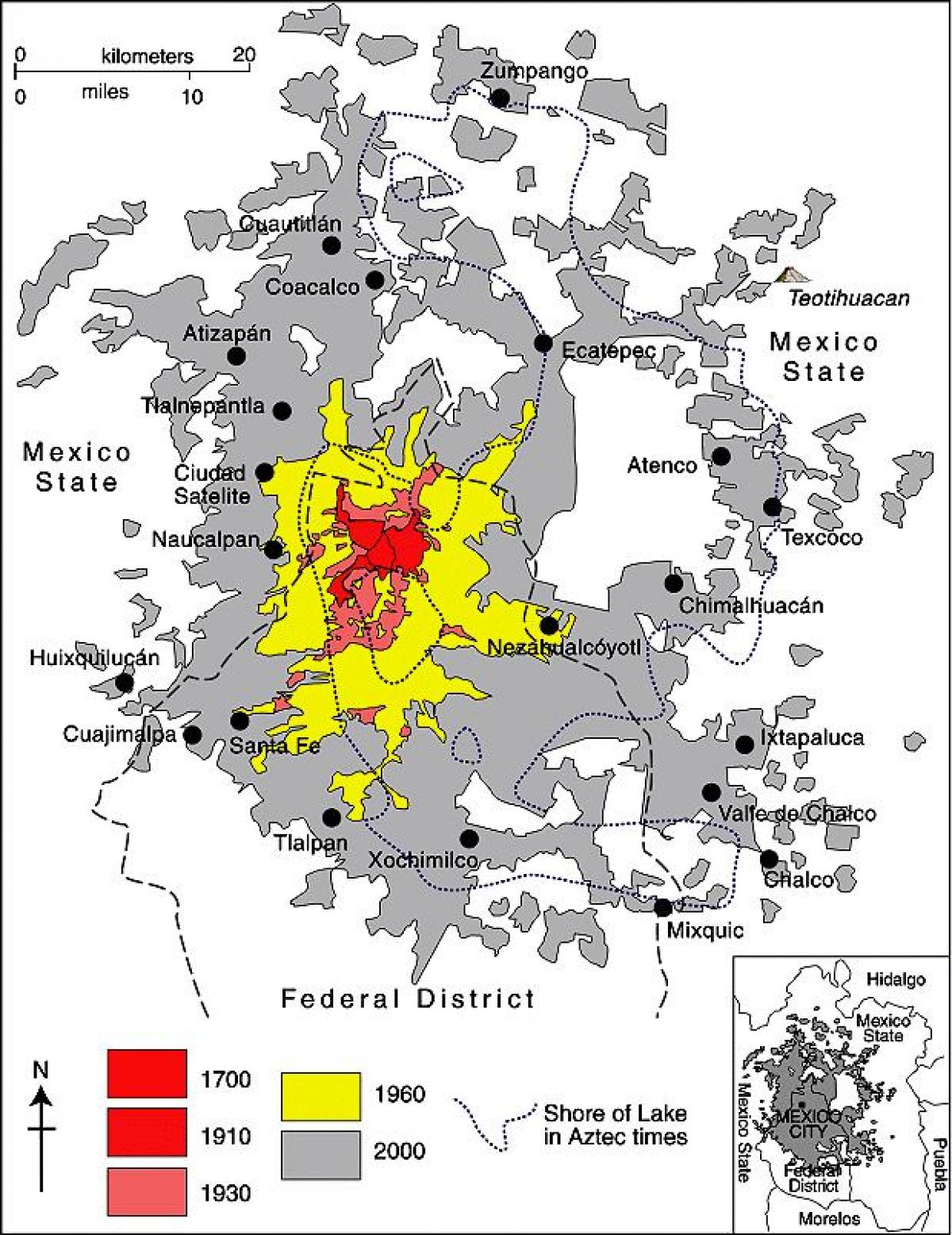 la mappa di Città del Messico, distretto