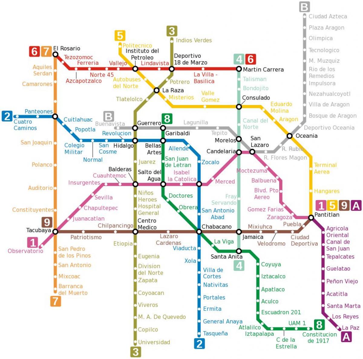 Mappa della metropolitana di Città del messico