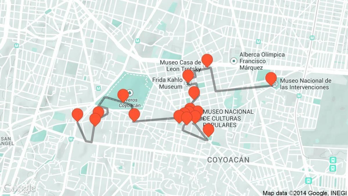 la mappa di Città del Messico tour