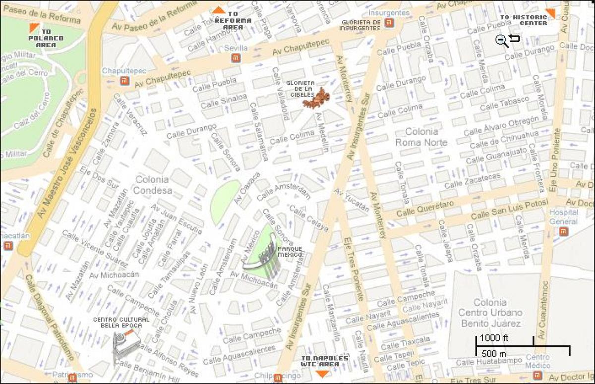 mappa di condesa, Città del Messico