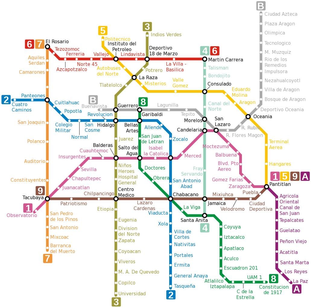 Mappa della metropolitana di città del messico