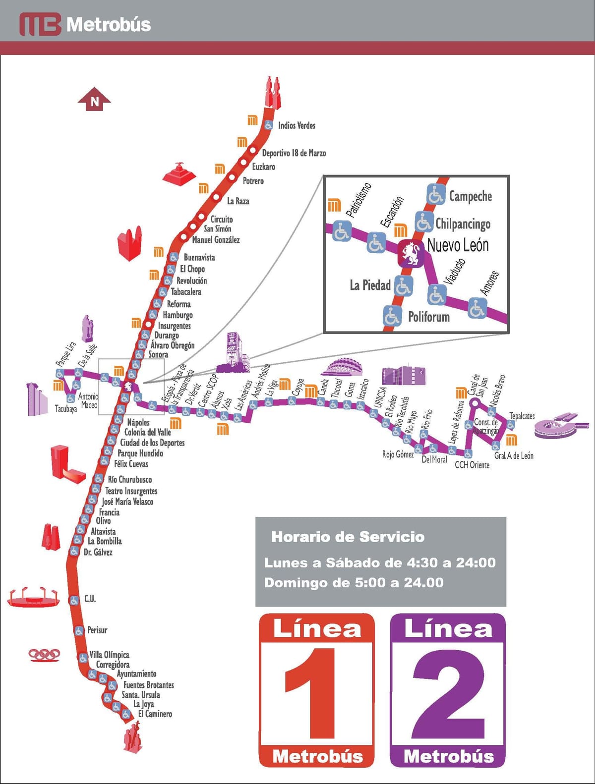 mappa del metrobus di Città del Messico