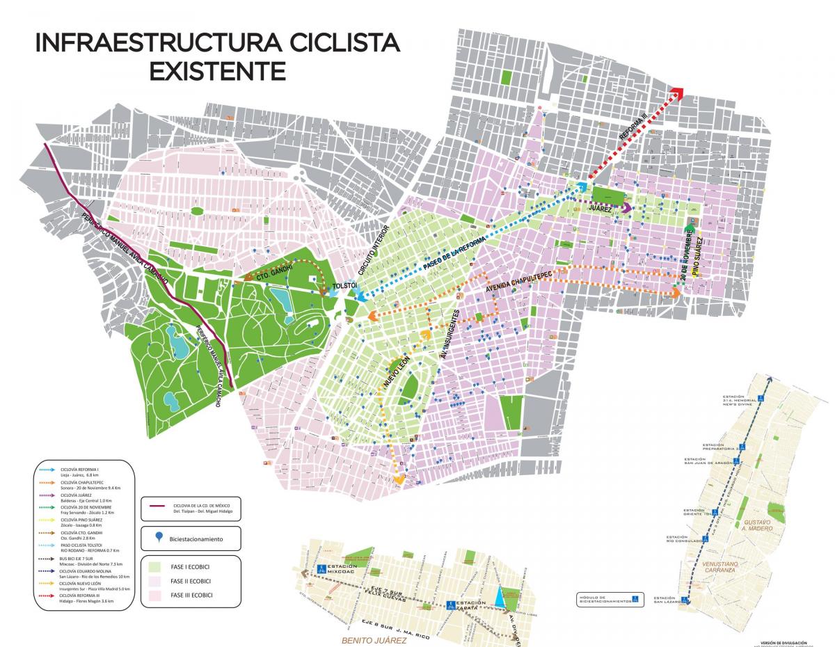 mappa di Mexico City bike