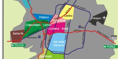 Città del messico la mappa dei quartieri